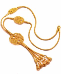 Collar de plata largo dorado con nudo de amor hecho a mano Kazaziye 386