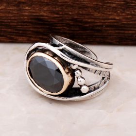 Kubbe Onix Zirkon Design Handmade Silver Ring 2734