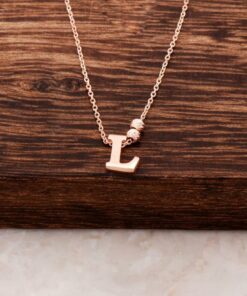 L Letter Design Rose Silver Necklace 3820