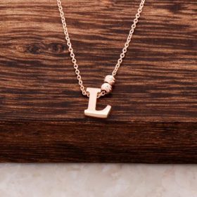 L Letter Design Rose Silver Necklace 3820