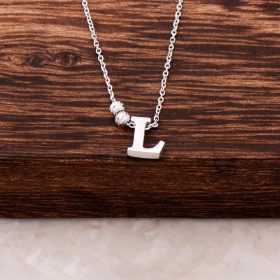 L Letter Design Silver Necklace 3821