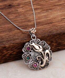 Laleli Filigree Engraved Silver Necklace 6788