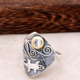 Серебряное кольцо с ящерицей 2881