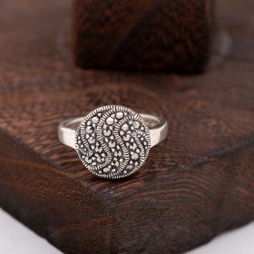 Marcasite Stone Design Silver Ring 2338