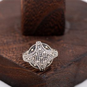 Marcasite Stone Design Silver Ring 2414