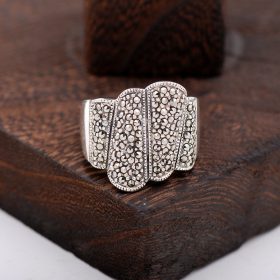 Marcasite Stone Design Silver Ring 2428