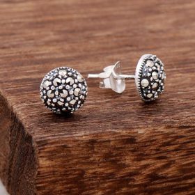 Marcasite Sterling Silver Ball Earrings 3865