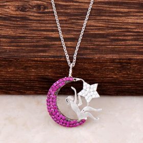 Moon Girl Design Silver Stone Necklace 3021