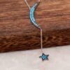Moon Star Rhodium Silver Necklace 1670