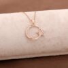 Moon Star Rose Silver Necklace 3644