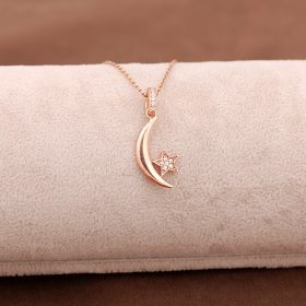 Moon Star Rose Silver Necklace 3658