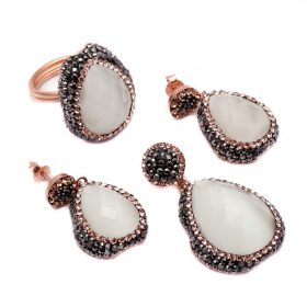 Mother-of-Pearl and Swarovski Elements Silver Set 1161