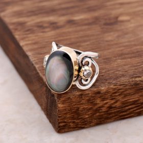Parelmoer Design handgemaakte zilveren ring 2551