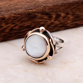 Mother of Pearl Handmade Silver Design Ring 2997