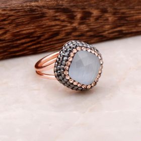 Parelmoer Rose Design Ring 2700 zilver