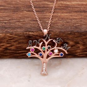 Mum Written Wish Tree Ros Silver Necklace 2401
