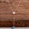 Nano Turquoise Stone Rose Silver Necklace 1109