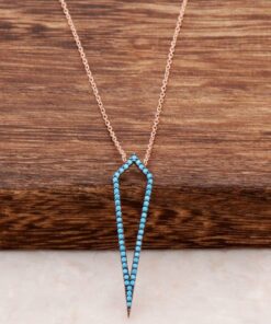 Nano Turquoise Stone Rose Collier en argent sterling 1099