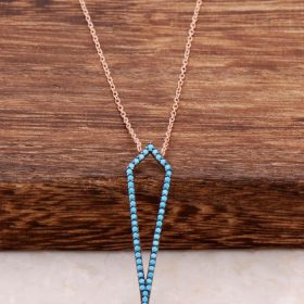 Nano Turquoise Stone Rose Sterling Silver Necklace 1099