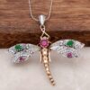 Natural Stone Silver Dragonfly Necklace 81