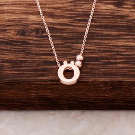 O Letter Design Rose Silver Necklace 3828