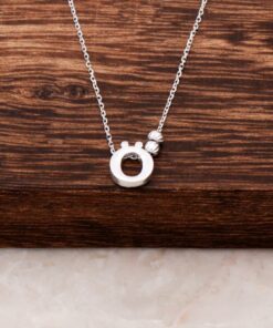 O Letter Design Silver Necklace 3829