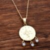 Ottoman Tugra Double Sided Gold Gilded Silver Necklace 6269