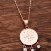 Ottoman Tugra Double Sided Rose Silver Necklace 6271