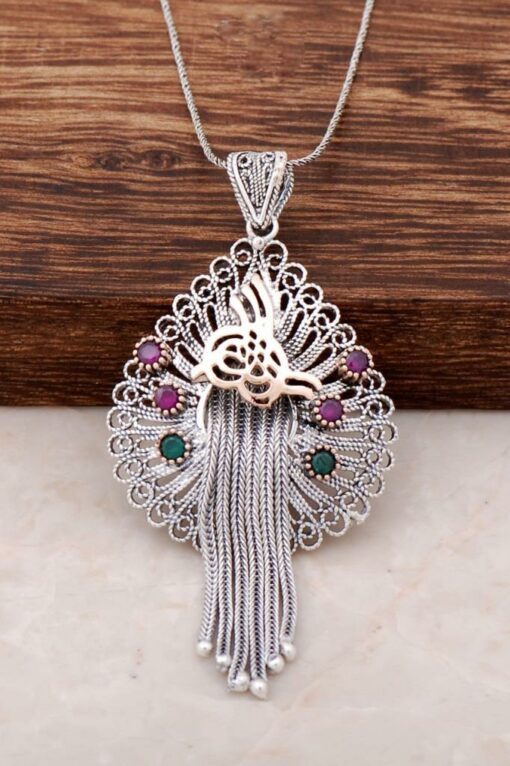 Ottoman Tugra Filigree Handmade Silver Necklace 2035