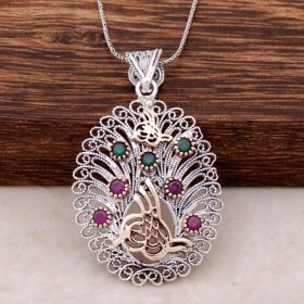 Ottoman Tugra Filigree Handmade Silver Necklace 2059