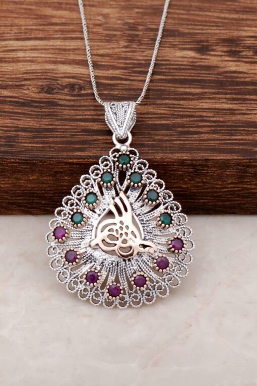 Ottoman Tugra Filigree Handmade Silver Necklace 2060