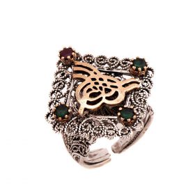Stříbrný filigránový prsten Osmanská Tugra 1380