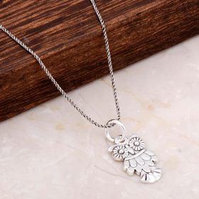 Owl Design Handmade Silver Necklace 6672