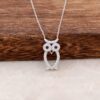 Owl Design Rhodium Silver Necklace 6196