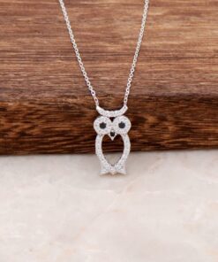 Owl Design Rhodium Silver Necklace 6196