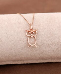 Owl Rose Silver Necklace 3656