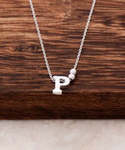 P Letter Design Silver Necklace 3831