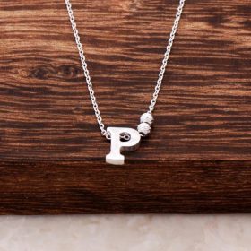 P Letter Design Silver Necklace 3831