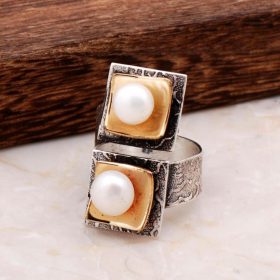 Freshwater Pearl Design Handmade Silver Ring 2998