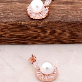 Pearl Design Rose Silver Earring 2533