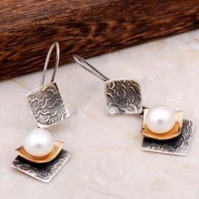 Pearl Handmade Design Silver Earrings 4894