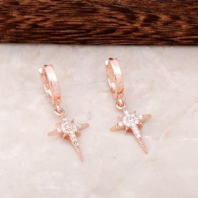 Pole Star Design Rose Silver Ring Earrings 4442