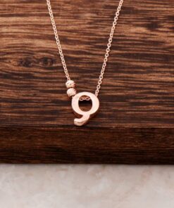 Q Letter Design Rose Silver Necklace 3854