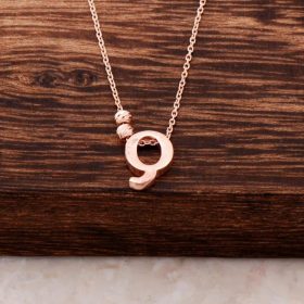 Q Letter Design Rose Silver Necklace 3854