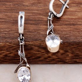 Quartz Stone Handmade Design Ivy Silver Earrings 4255