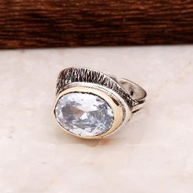 Strieborný prsteň 2726 s ručne vyrobeným dizajnom z kremenného kameňa