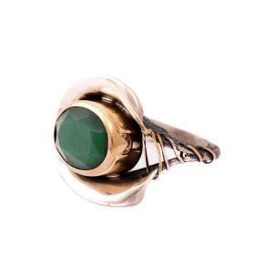 Queen Series Root Emerald Sterling Silver Ring 1204