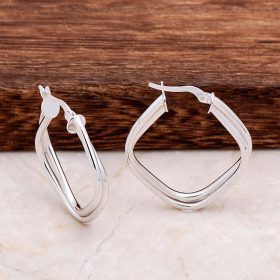 Rhodium Plated Silver Ring Earrings 4684