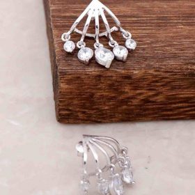 Rhodium Silver Shaky Design Earrings 3951