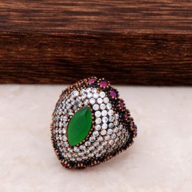 Root Emerald and Root Ruby Sterling Silver Ring 72